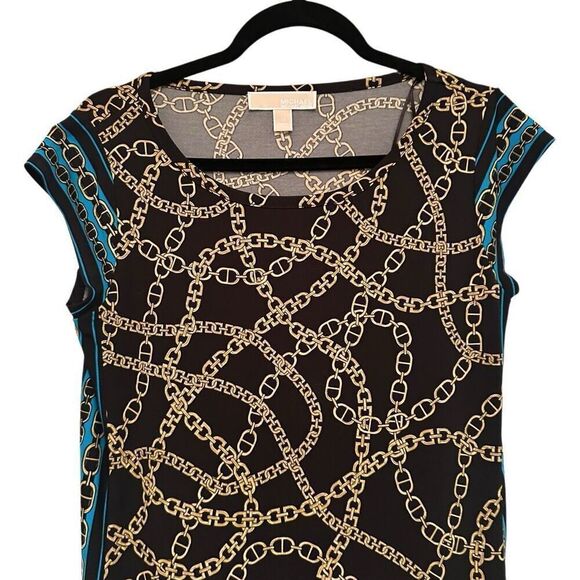 Michael Kors Black & Gold Chain Design Dress- Size M - Picture 3 of 8